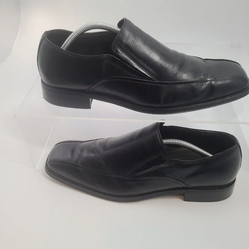 Stafford Mens Sz 12M 19963- 8 Black‎ Genuine Leather Shoes Slip-on Loafer